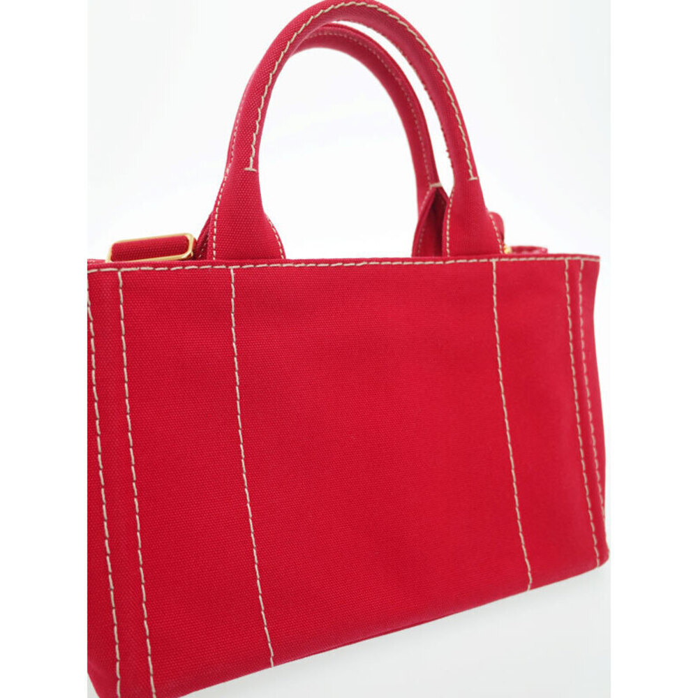 Prada Tote handles Canapa 2way top handbag Red canvas - Picture 7 of 9